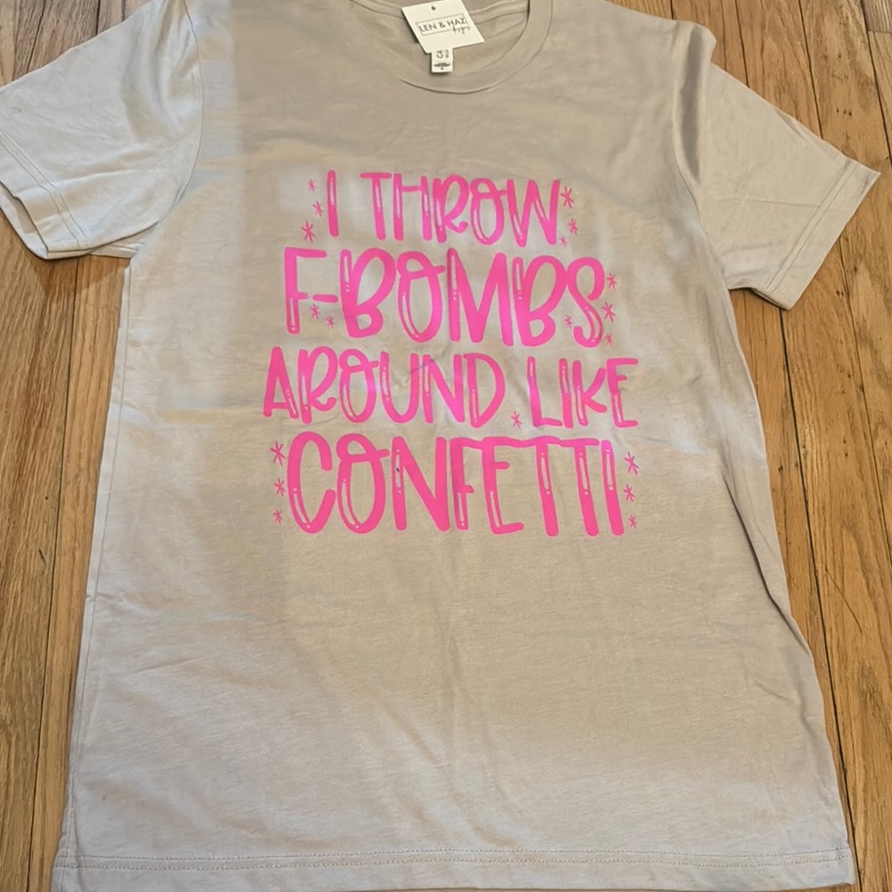 Gray T-Shirt with Pink Graphic